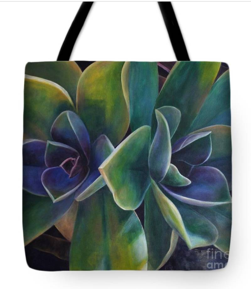 Purple and Green Tote Bag Succulents by Tara Esperanza | $42.00